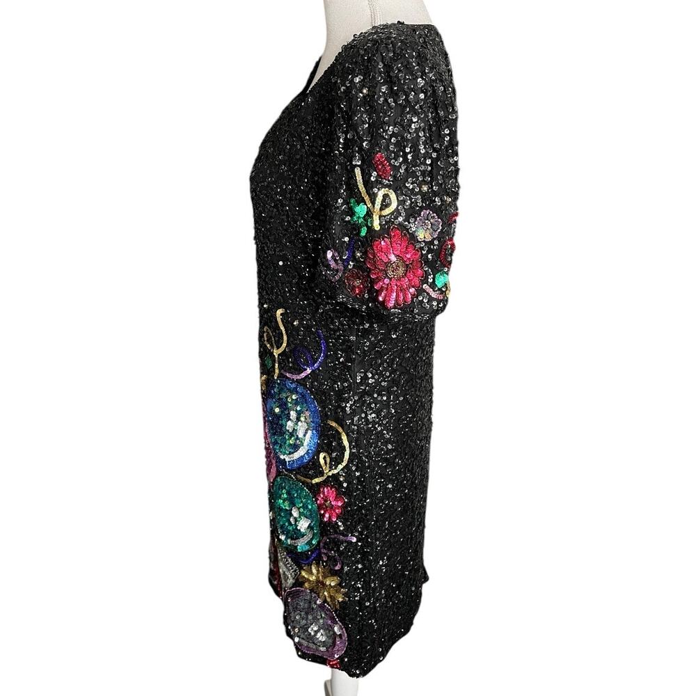 Laurence kazar vintage sequin New Year’s Eve mini dress multicolor size large - Picture 7 of 13